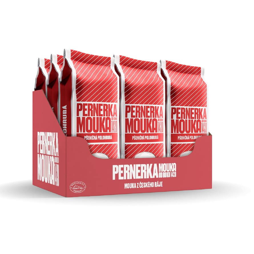 Red Pernerka flour packages.