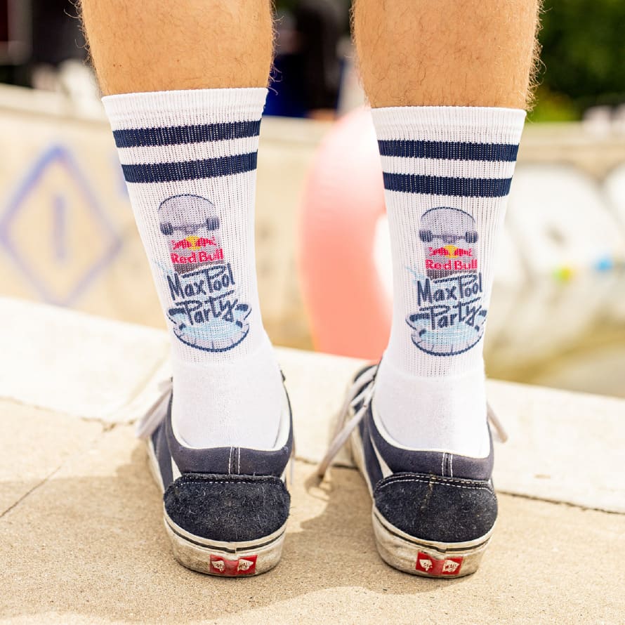 Red Bull MaxPool Party socks.